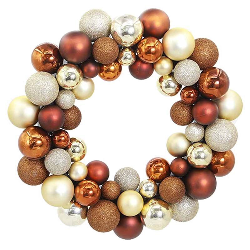 

Christmas Wreath Ball Ornaments Shatterproof Front Door Window Hanging Xmas Decoration for Holiday Event Party Supplies, Gold