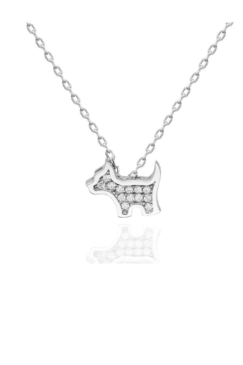 

Certified Cubic Zirconia Tiny Dog 925 Silver Necklace