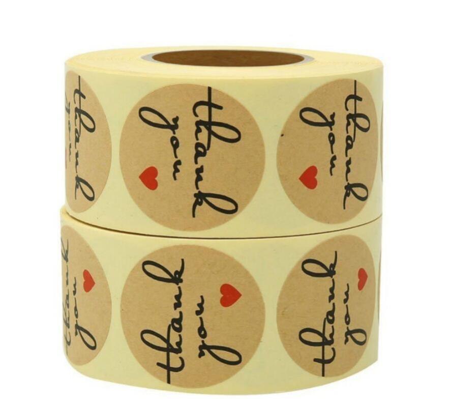 

500pcs Christmas Day Rolled Leather Thanks DIY Sticker Self-adhesive Baking Packaging