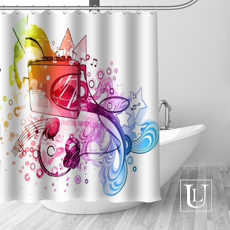 

Music Headset Elements Shower Curtains Custom Design Creative Shower Curtain Bathroom Waterproof Polyester Fabric
