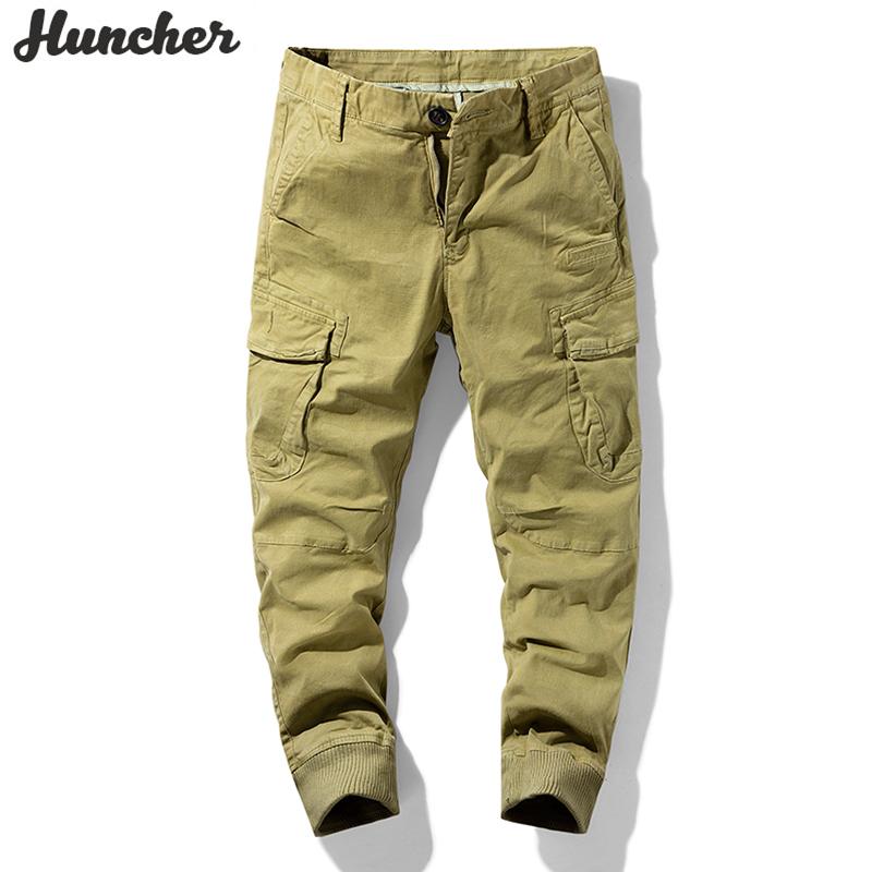 

Huncher Mens Pants Cargo Pants Men 2020 Autumn Side Pockets Casual Solid Trousers Male Slim Fit Khaki Joggers Men, Khaki cargo pants