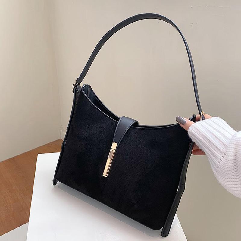 

OLSITTI Fashionable Casual PU Leather Shoulder Bags for Women 2021 Winter New Tote Bag Luxury Designer Handbags Sac A Main, Black