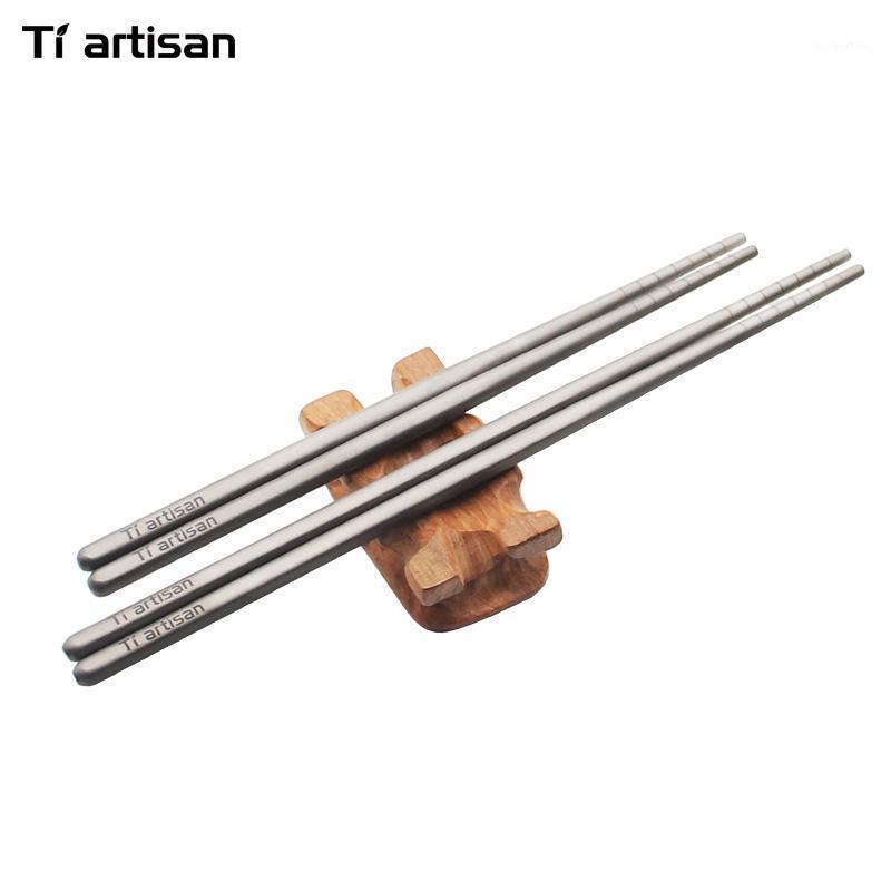 

Tiartisan Chinese Chopsticks Titanium Hollow Square Ultralight Chopsticks Palillos Chinos Eco-friendly Tableware1