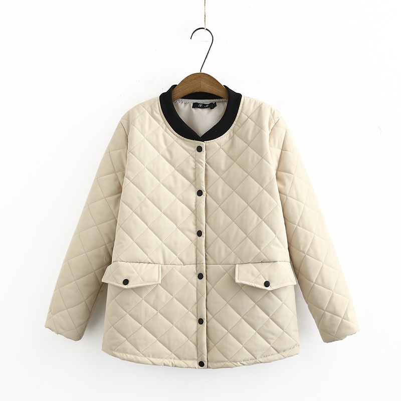 

Winter Coats Autumn for Woman Plus Size Single Breasted Complete Fine Short Sleeve Parka Female Jacket in Rzem, Beige