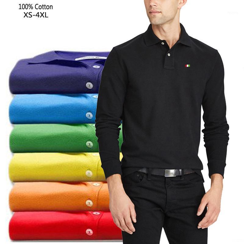 

100% Cotton High Quality 2021 New Mens Long Sleeve Polos Shirts Casual Brand Polos Homme Fashion Lapel Male Tops -4XL1, White