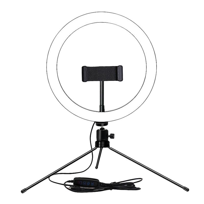 

Dimmable LED Selfie Ring Light 8 Inch Ring Lamp for Makeup Lighting Beauty Room Table Tripod Living Broadcast USB Plug