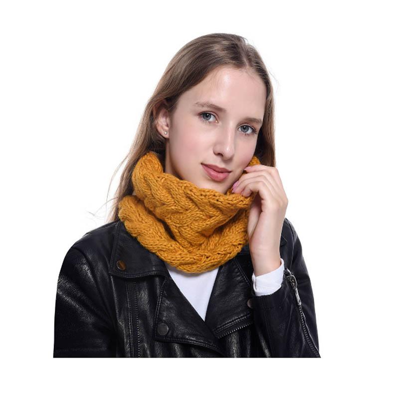 

2020 New Winter Scarf Knitted Soft Wool Collar Solid Neck Warmer Shawl Wrap Warmer Crochet Women Scarves Female Scarves