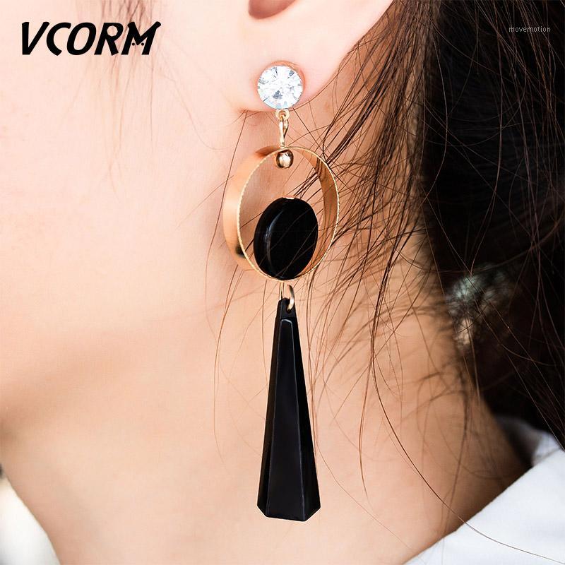 

VCORM Fashion Luxury Asymmetrical Silver Color Geometric Drop Earrings For Women Charm Elegant Rhinestone Gold Earring Jewelry1