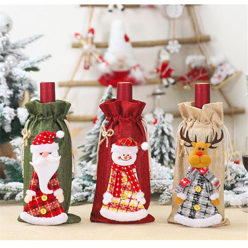 

2020 New Christmas Wine Cover Bags Cute Snowman Santa Claus Elk Wine Bottle Bag New Year Dinner Decoration Xmas Supplies1