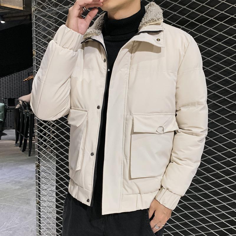 

Boutique men brief paragraph han edition more popular logo leisure cotton-padded jacket youth warm cotton-padded jacket coat, Black