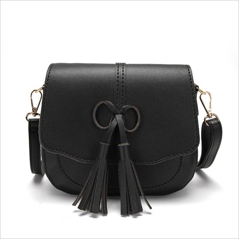 

2021 Fashion Women Crossbody Bag PU leather Saddle Bags Luxury Soft Tassel Shoulder Bags For Ladies Handbags Designer, Black