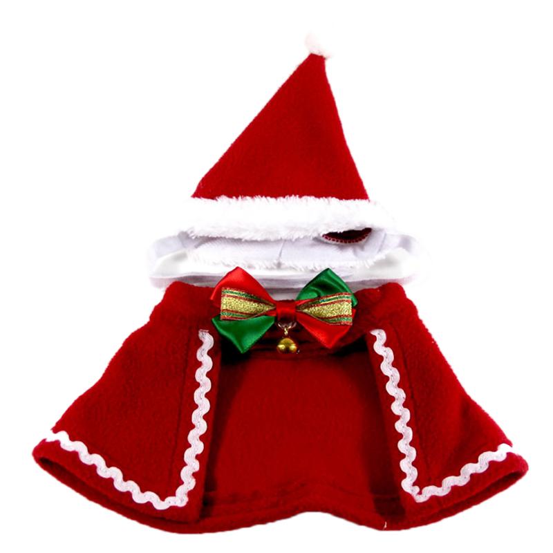 

Happy Christmas Pet Cape Cute Bowknot Bell New Fashion Pet Cloak Costume With Santa Hat Clothing Supplies For Party, Red