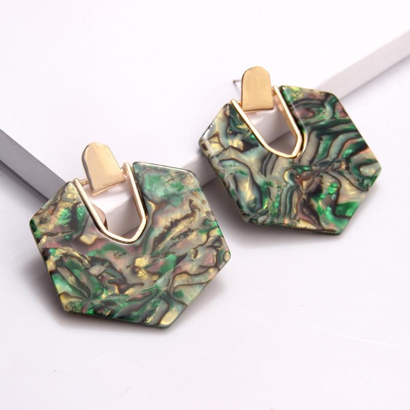 

2020 New Arrival Hexagon Acrylic Earrings Women Vintage Geometric Acetic Acid Statement Drop Earrings Jewelry Resin Accessories