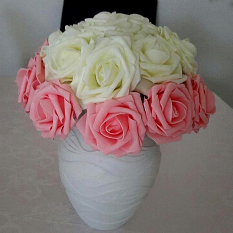 

Fashion 50-100PCS Pretty Charming Artificial Flowers PE Foam Rose Flowers Bride Bouquet Home Wedding Decor Scrapbooking DIY Supp, Red