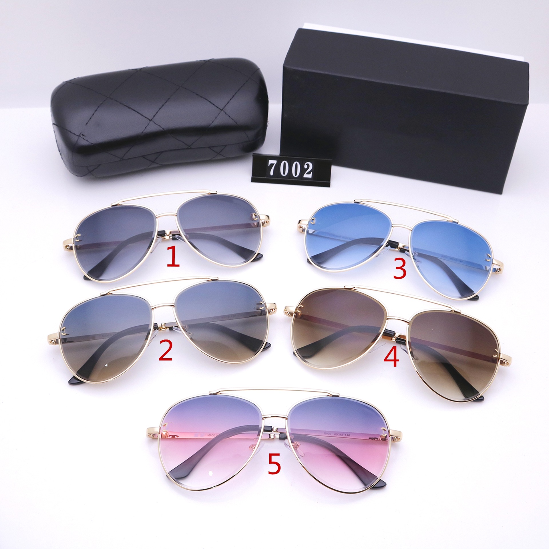 

Five colors aviator sunglasses Fashion men and women luxurys designers high quality driving polarized glasses 7002, White;black