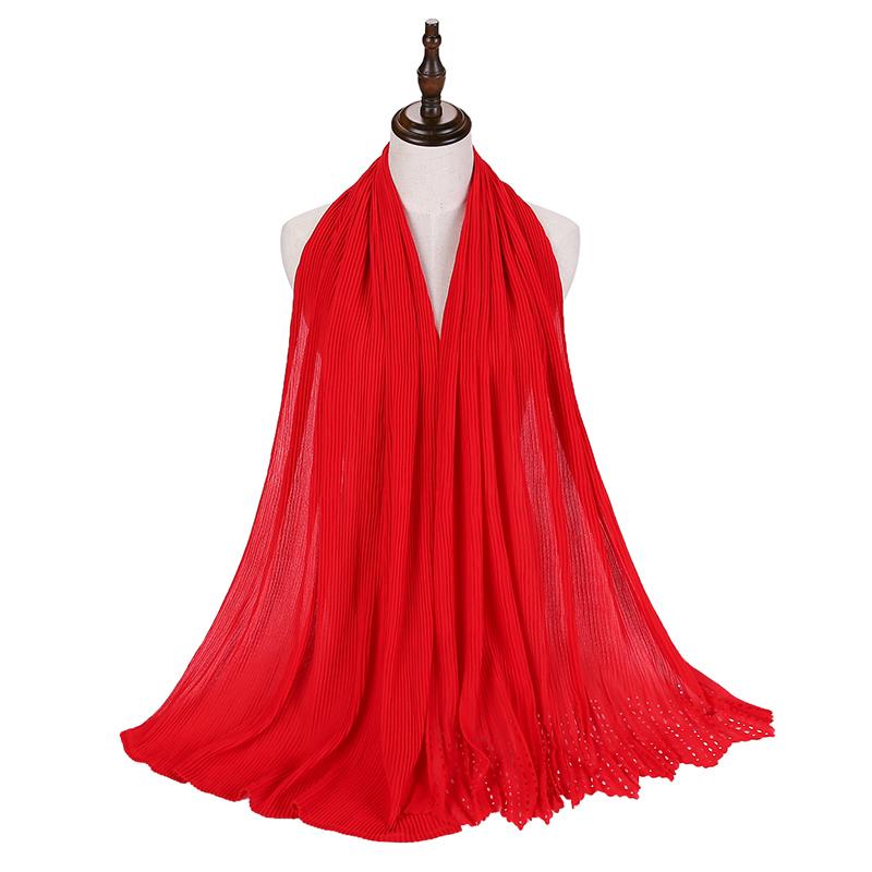 

Woman Fashion Shawl Chiffon Crush Laser Cut Hijab Scarf Plain Color Scarf foulard femme Wrap Hijab Muslim 24 color