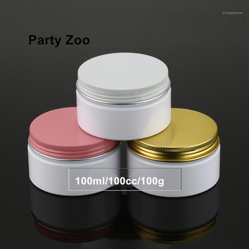 

144 X 100ml Milk White Wild-mouth Bottle Jar New Gold/White/Pink Metal Lid Cosmetic Container Wholesale1