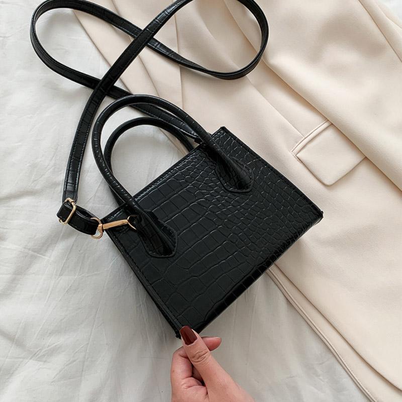 

Crocodile Pattern Small Tote Bags For Women 2021 Female Casual Shoulder Handbags Ladies PU Leather Retro Classic Crossbody Sac, Black