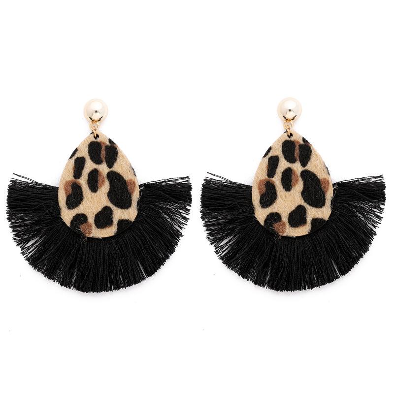 

Leopard Print Tassel Earrings for Women Waterdrop Shape Fringed Dangle Earrings Hanging Bohemian Leopard Drop Earings Jewelry