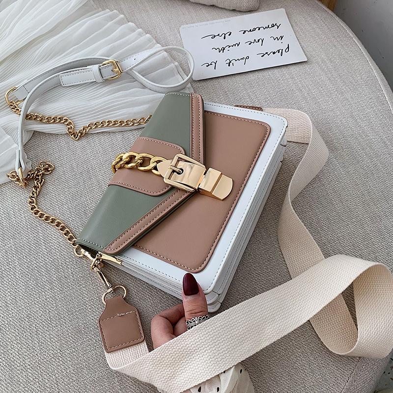

Small Summer Contrast Color PU Leather Crossbody Bags For Women 2021 Chain Shoulder Handbags Lady Luxury Hand Bag, Yellow