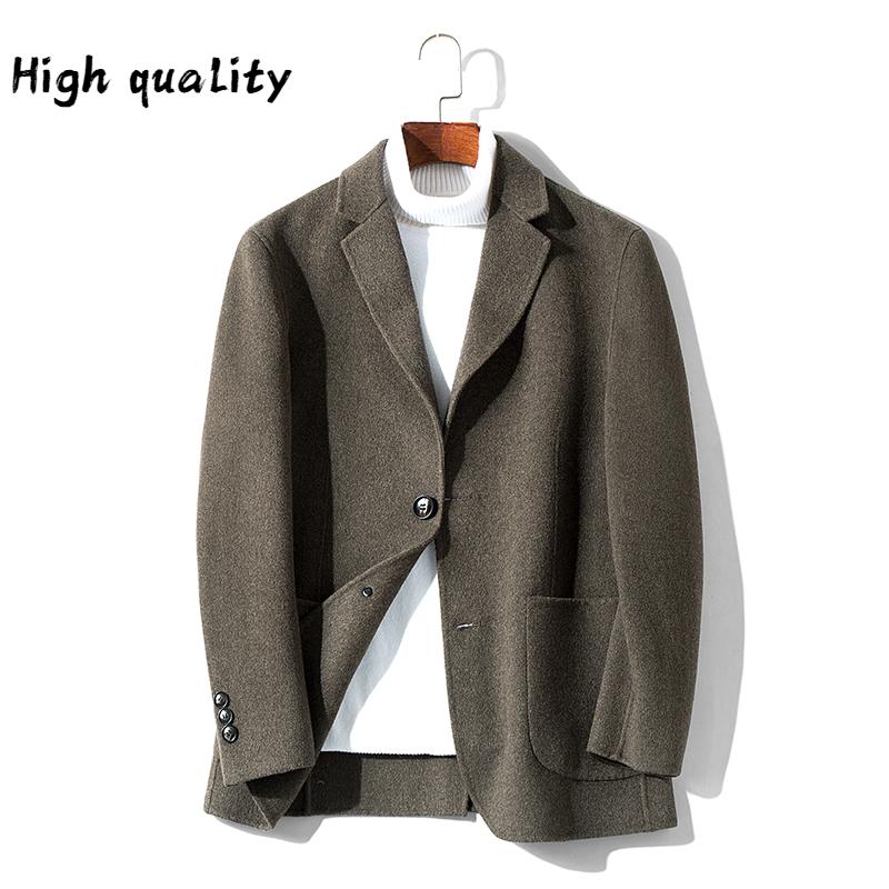 

Autumn Spring Wool Coat Men Short Double-sided Male Jacket 2020 Korean Mens Coats and Jackets Casaco Masculino, Black