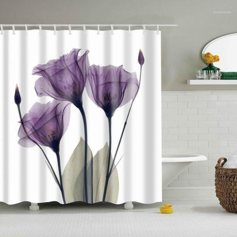 

Toilet Seat Polyester Comfortable Printing Shower Curtain Shower Curtain Set Beautiful Flower Shape Bath Mat Soft1, As pic