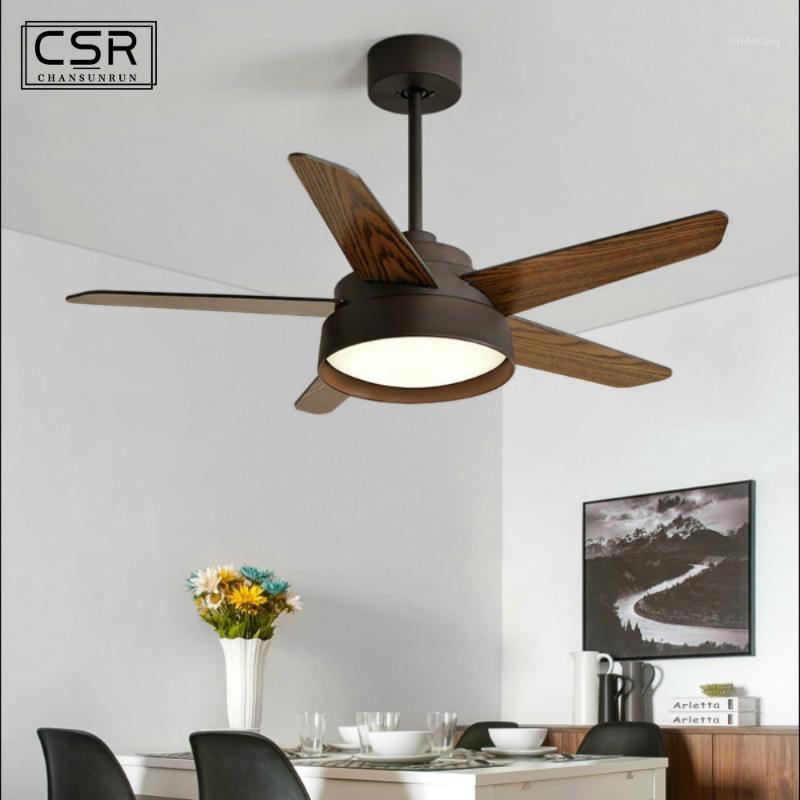 

Creative Ceiling Fans 5 Blad Wood Fan Ceiling Fans Lamps with Lights for Living Room Home LED Dimming Light Inverter Fan Light1