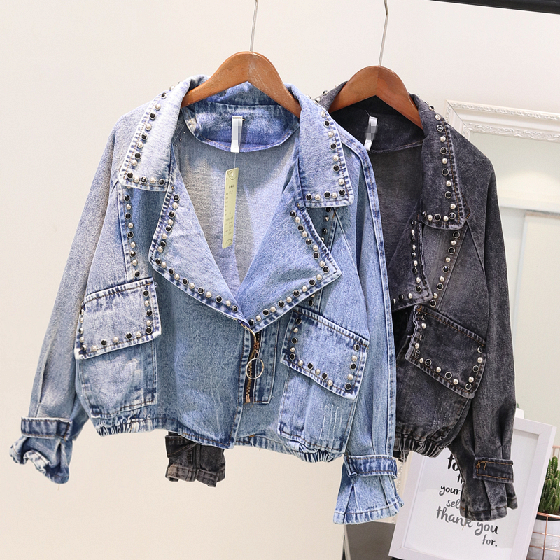 

New jean 2020 female spring denim woman's riverbed jacket ladies outerwear jackets, Black