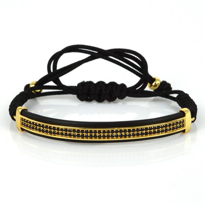 

Anil Arjandas Bracelets Jewelry Leather Bracelets Gold Color& Micro Pave CZ Protecting Riviere Macrame for Men ZZB-37