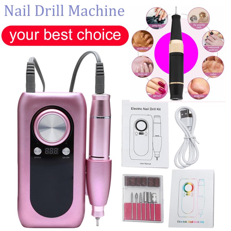 

Portable USB Electric 30000rmp Nail Drill Machine Manicure Set Device Pedicure Kit Electric File Gel Nail Art Polisher Tool