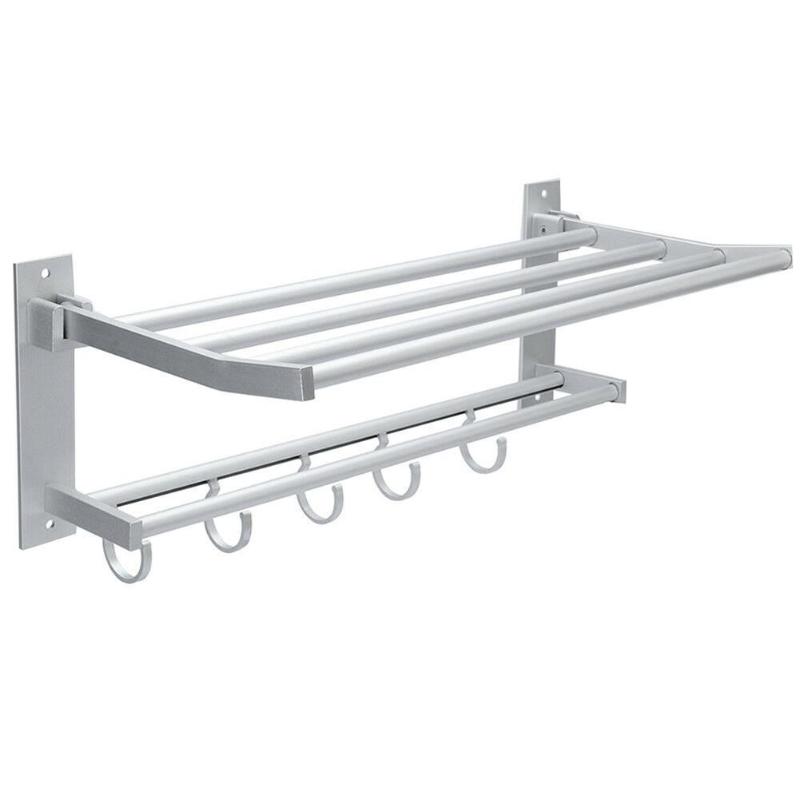 

2-tier Bathroom Towel Rack Holder Wall Mount Hotel Toilet Shower Organizer