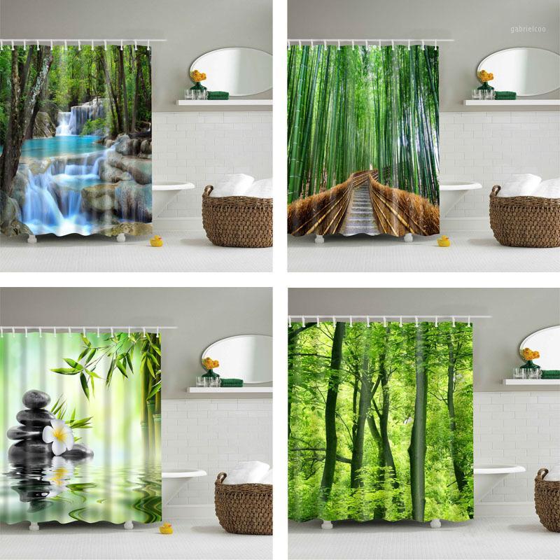 

Forest Trees Shower Curtains Printed 3d Waterproof Polyester Fabric Washable Bathroom Bath Curtain Screen with Hooks Accessories1