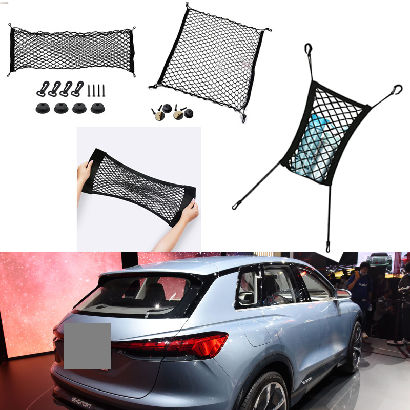 

For Audi Q4 Car Auto vehicle Black Rear Trunk Cargo Baggage Organizer Storage Nylon Plain Vertical Seat Net