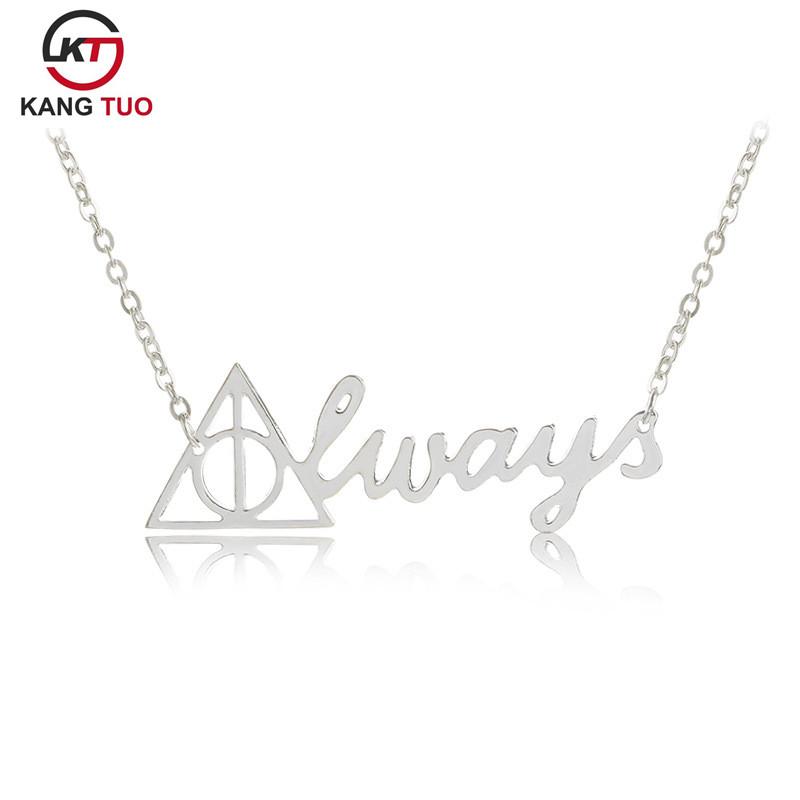 

Movie Deathly Hallows Triangle Letter Pendant Necklace Fashion Silver Color Plated Alloy Jewelry