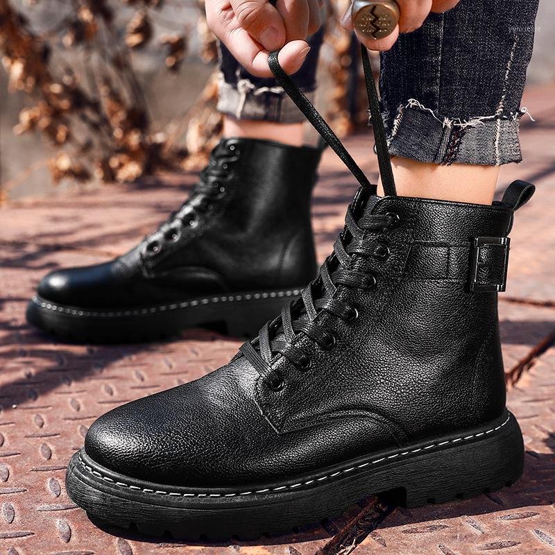 

Fashion Men Winter Sneakers Casual Bota Coturnos Masculino Motorcycle Boots Male Warm Waterproof Boots Platform1, Black