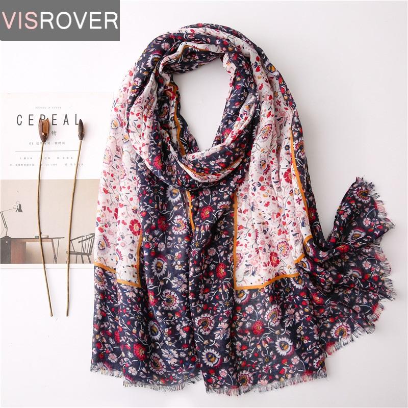 

Visrover 2020 New Summer Floral Scarf For Women Shawl Bohemian Scarf Boho Chic Hijab Scarves Beach Dresses Wrap Scarfs Women