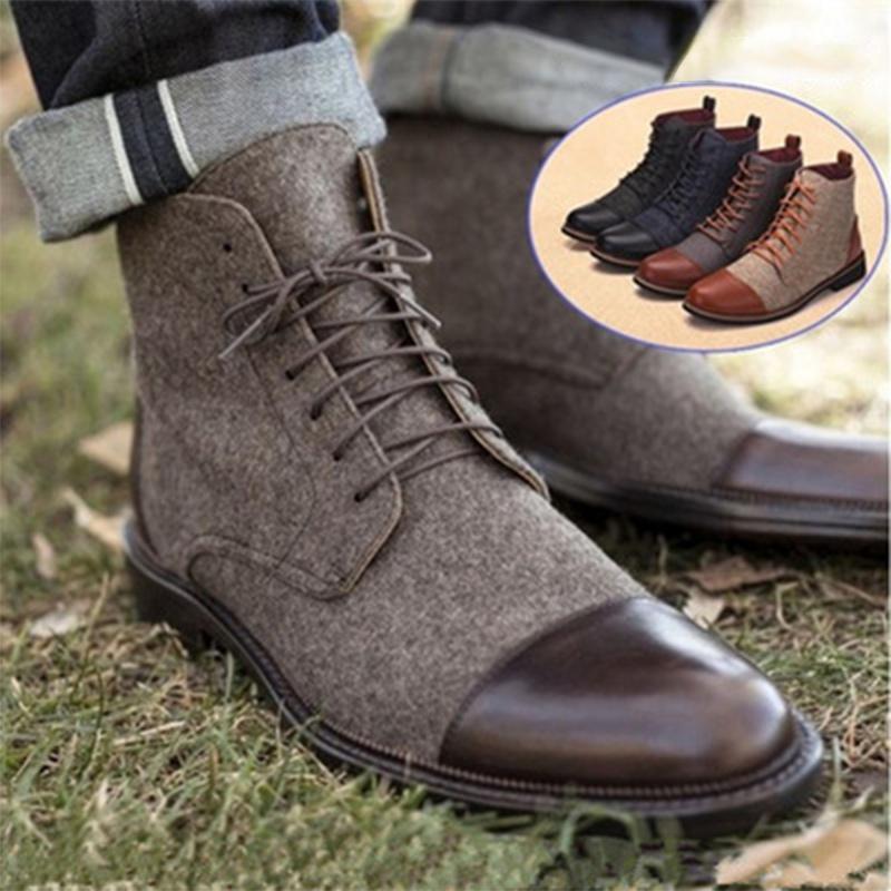 

Men Shoes Spring High Top Ankle Boots Pointed Toe Men Casual Shoes Fashion Style Hot Sale Business Boots Big Size 47 481, Khaki