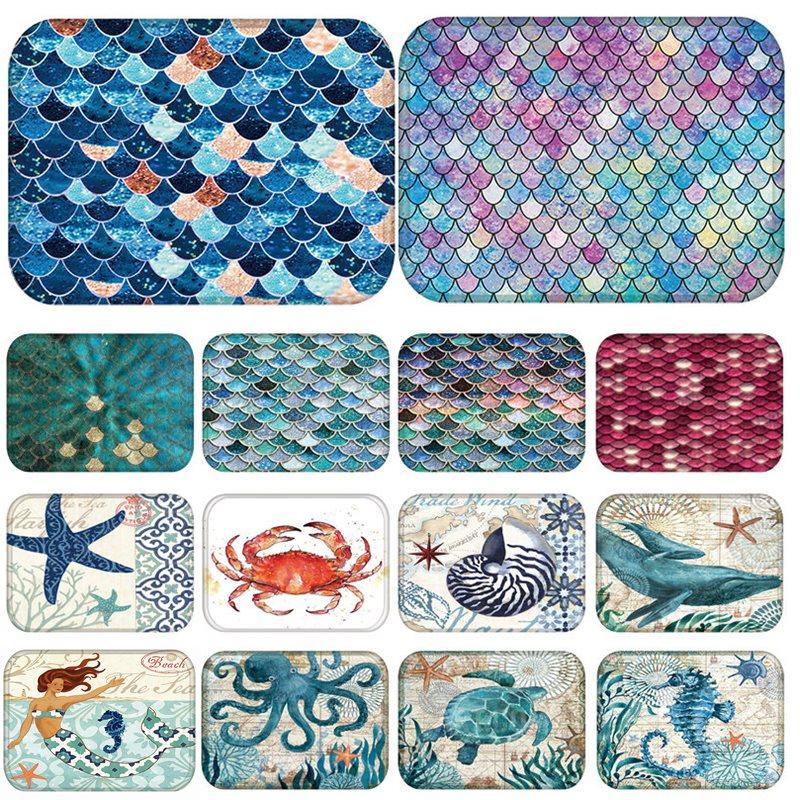 

Mat for Kitchen Bathroom Floor Mordern Scale Style Reusable Washable Rug Dustproof Anti-Slip Home Carpet Mats in Hallway 48226