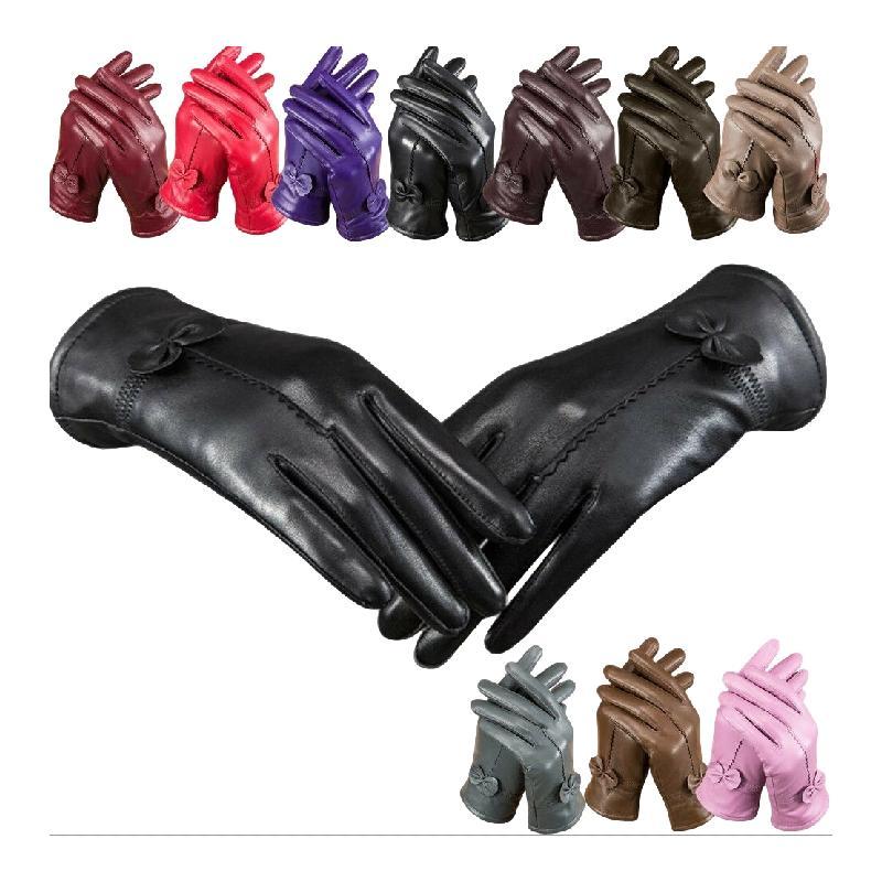 

Womens Genuine Lambskin Leather Gloves Sheep Skin Windproof Warm Thick Lining Gloves Multicolor Winter Outdoor