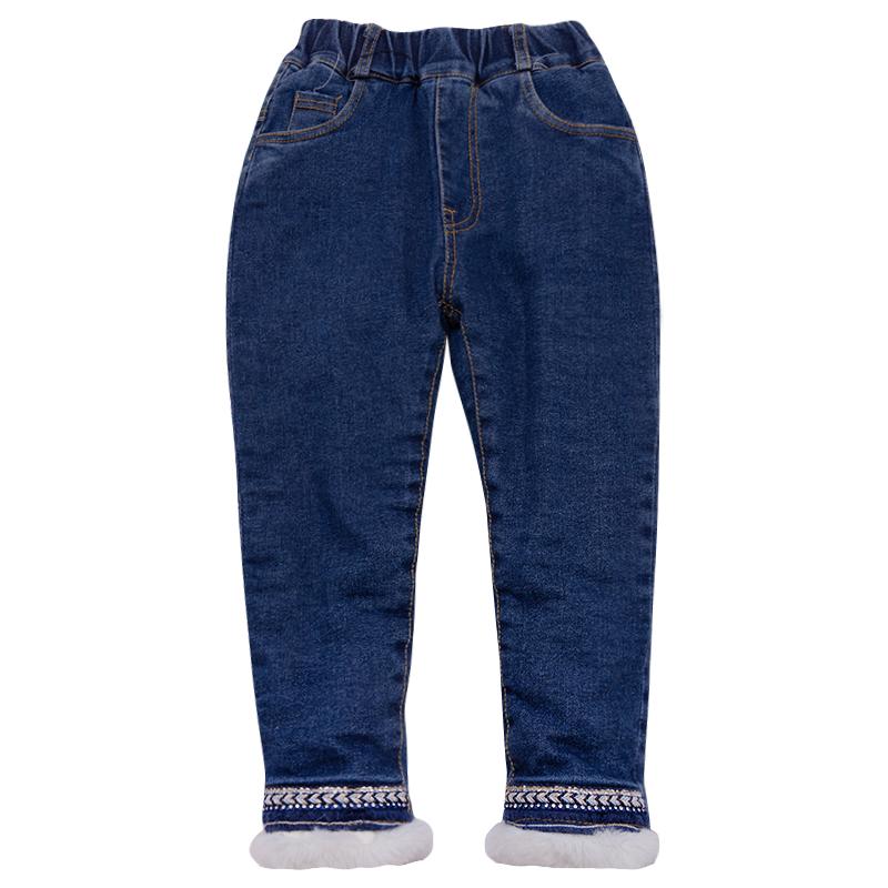 

WLG Girls Jean Kids Clothes Winter Denim Blue Velvet Thick Jeans Baby Girl Warm Casual Trousers for 2-6 Years