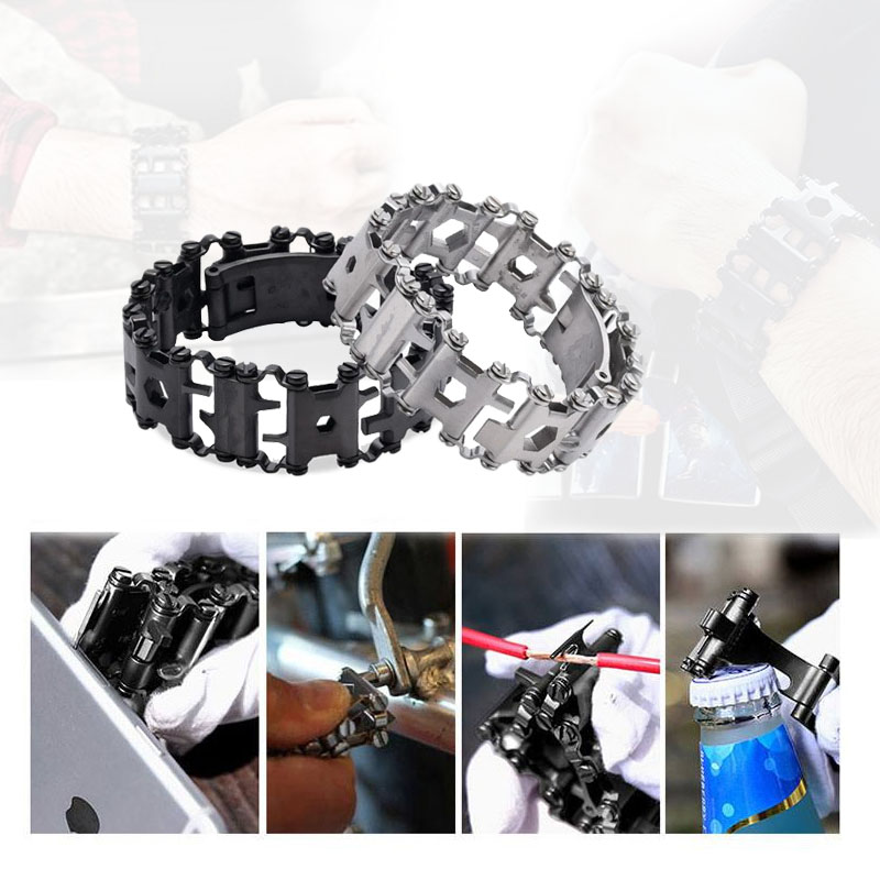 

Multi Tool Bracelets Repair Wristband Stainless Steel Bolt Driver Kit Screwdriver Wrench Bicycle Camping Travel Emergency Kit