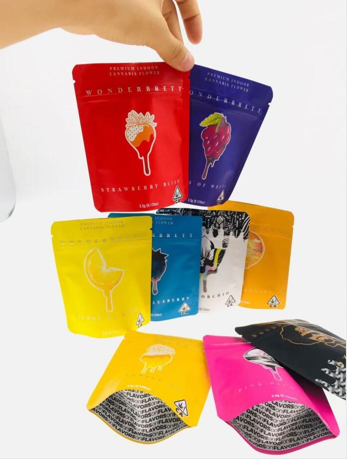 

New Wonderbrett bags 3.5 Grams Soft Touch Skin mylar bags oz kush black orchid Childproof Smell Proof bags Cookies bag for Dry Herb Flowersh