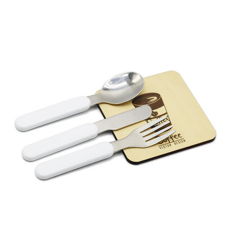 

NEW! Sublimation Children Cutlery Set White Blank DIY Fork Knife Spoon Stainless Steel Adults Cutlery Portable Kids Tableware A13