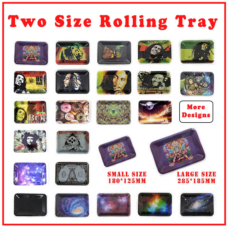 

Two Size Rolling Tray 180*125/285*185mm Smoking Accessories Bob Marley Trays Over 20patterns For Tobacco Herb Grinder