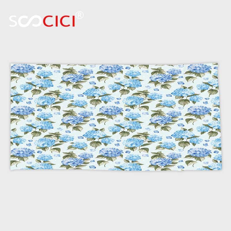 

Custom Microfiber Ultra Soft Bath/hand Towel,House Decor Hydrangea Flowers Over Light Background Wedding Bridal Artistic Design, T06