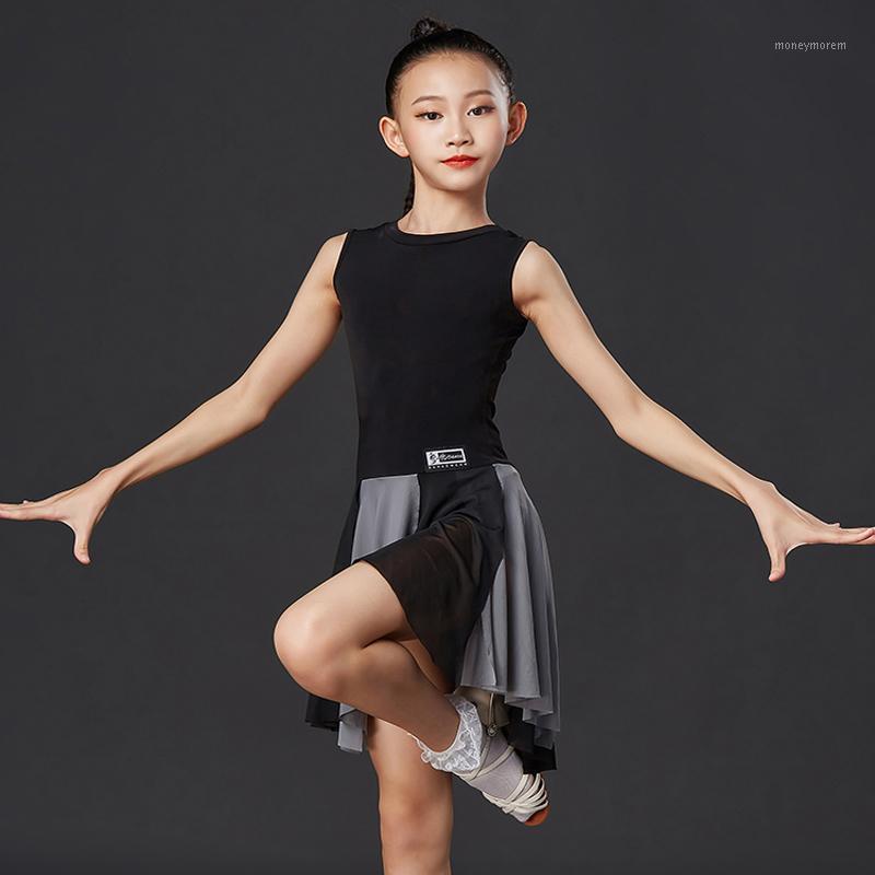 

New Kids Dresses For Girls Sleeveless Latin Practice Dress Children Latin Dance Competition Dresses Robe Danse Clothes DQS47051, As picture