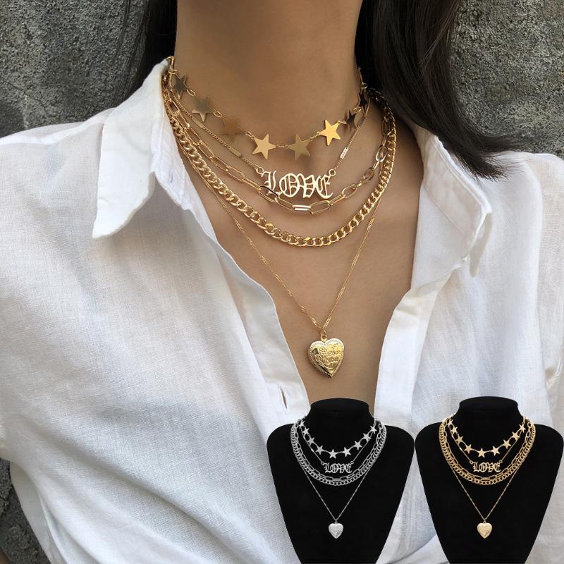 

Ladies Necklace Creative Alloy Multilayer Chain Necklace Women Jewelry Gift Hot Fashion niche necklaces Accessory 2020 New