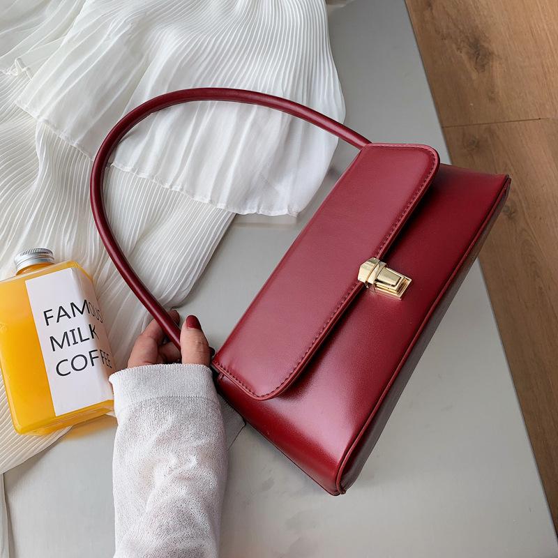 

Luxury Handbags 2020 Hot Fashion Women Tote Bags Red Leather Messenger Shoulder Bag Winter New Baguette Bag Black Shoulder Purse