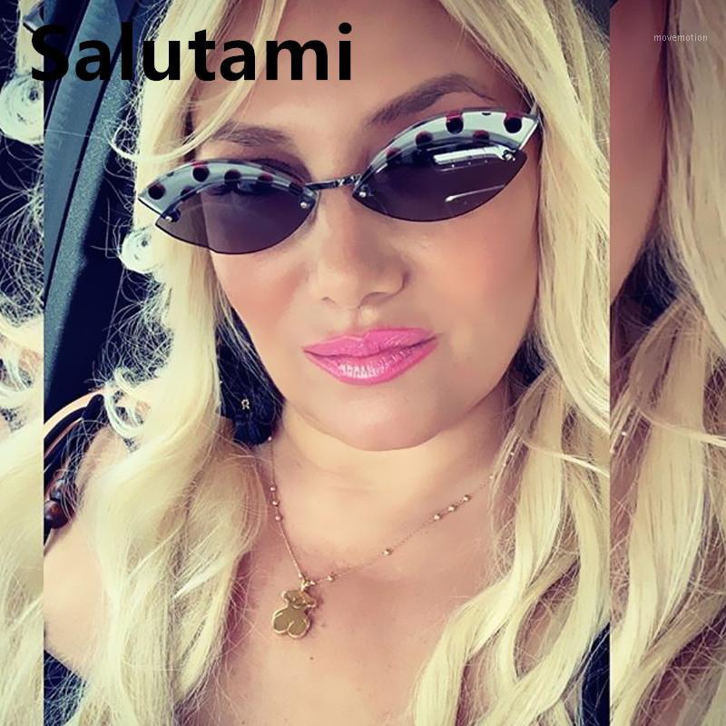 

2020 New Print Point Cat Eye Sunglasses For Women Retro Metal Small Elegant Sun Glasses Female Pink Black Shades1