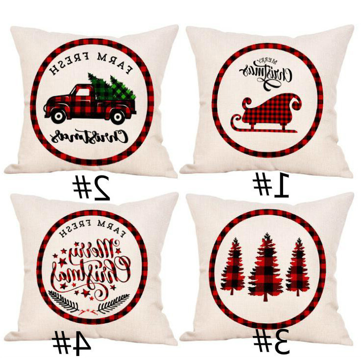 

Christmas Pillowcase Truck Xmas Tree Holding Pillow Cover Linen Cartoon Cushion Covers Embroidered Pillow Cases Decoratio, Remark style